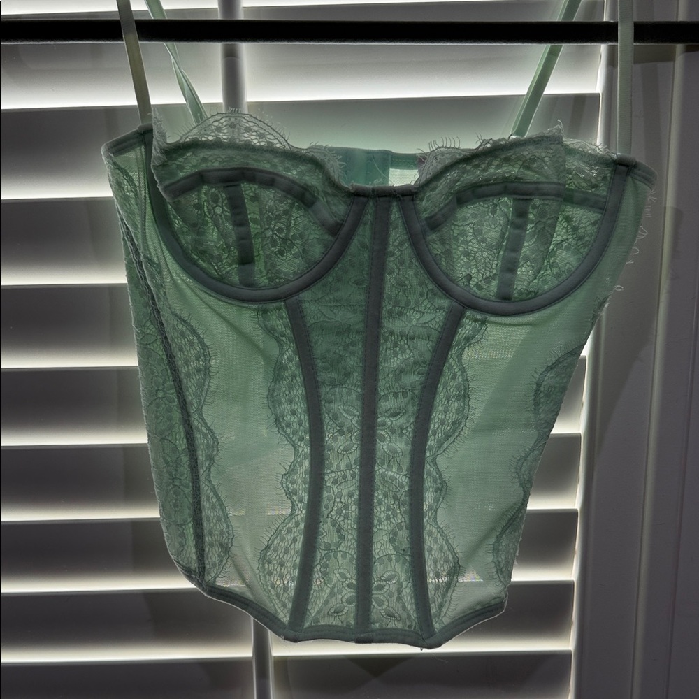Urban Outfitters Lace Bustier in Light Green